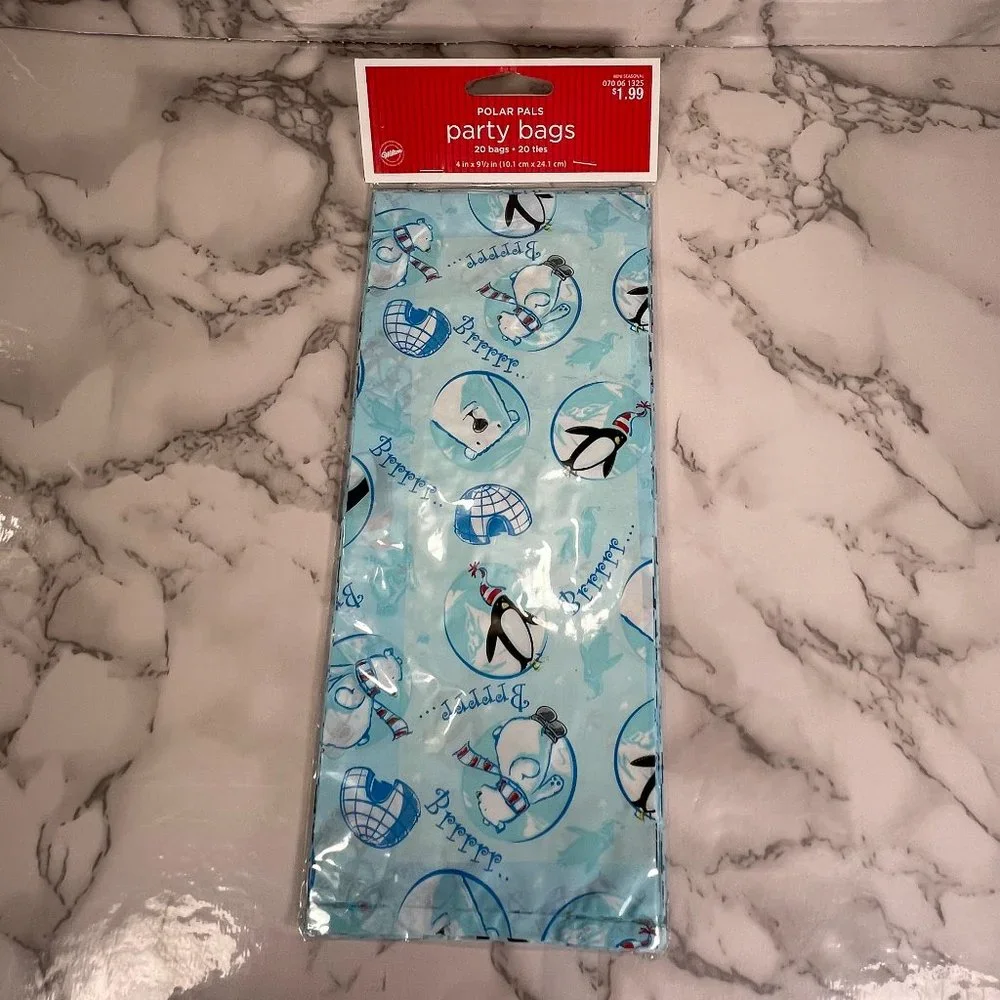 48 Christmas Holiday Winter Cello Treat Bags Gift Bag Sacks With Ties NEW